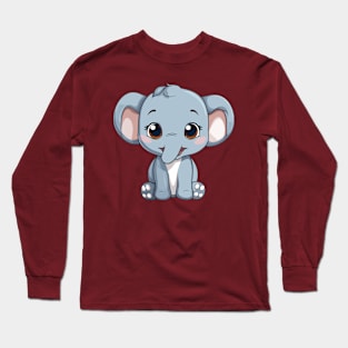 happy elephant cartoon Long Sleeve T-Shirt